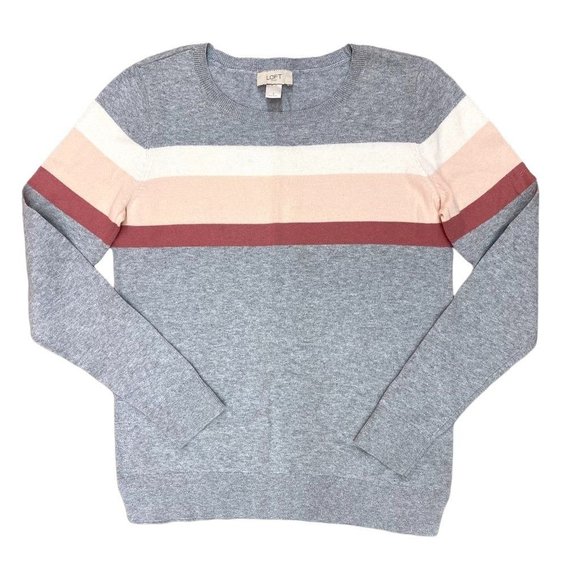 Loft 100% Cotton Striped Lightweight Sweater S - Picture 1 of 8